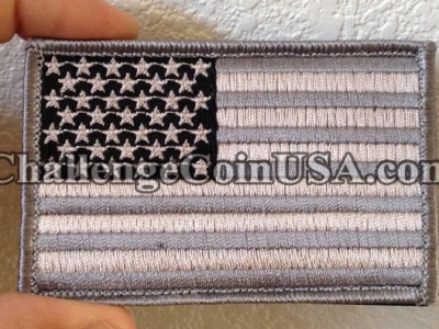 usa flag patch black and gray