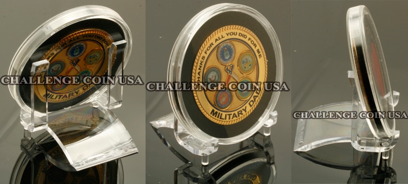 ChallengeCoinUSA Clear 2  (50mm) Coin Case with large stand.