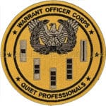 Gold Warrant Officer patch. Features an eagle emblem and rank insignia on