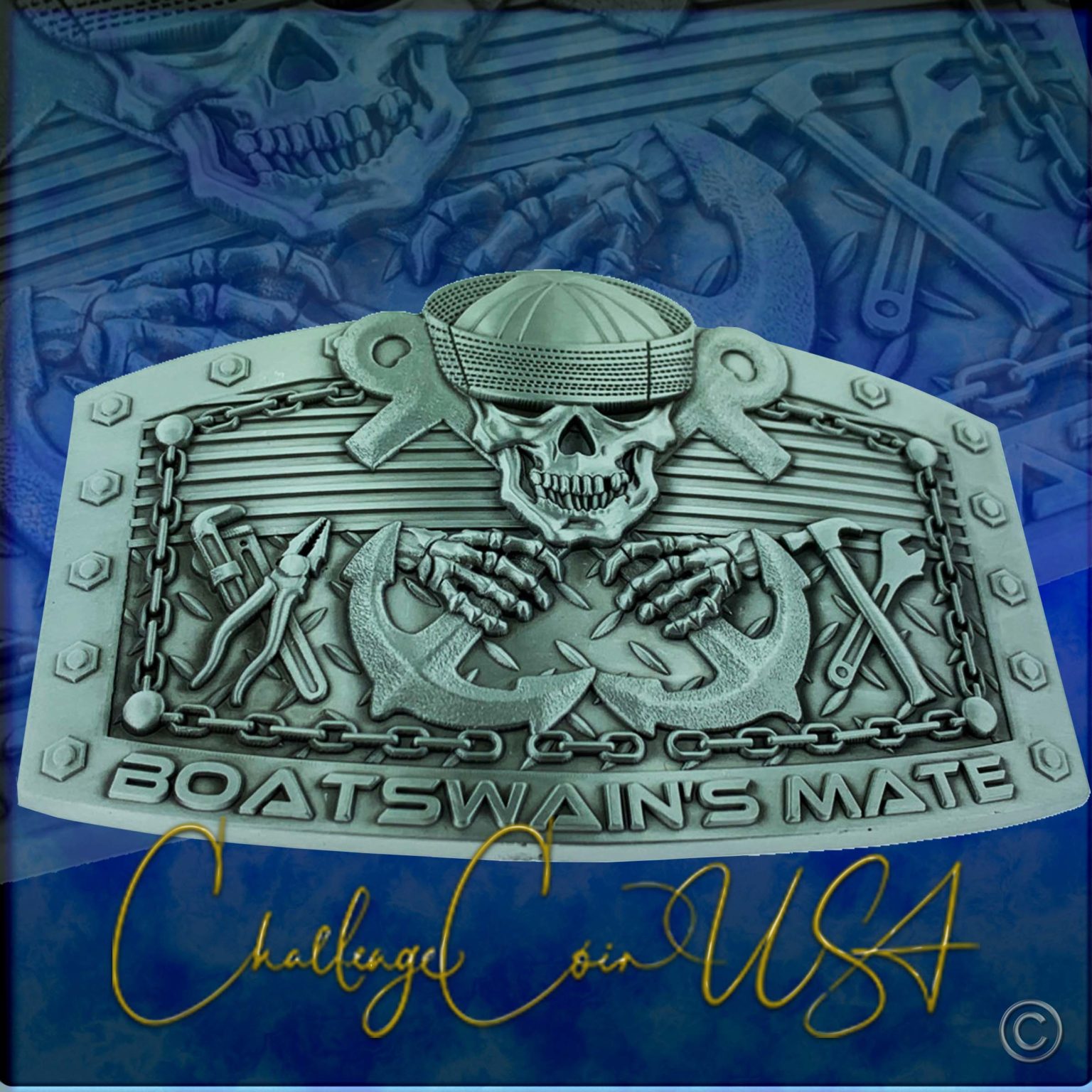 ChallengeCoinUSA Boatswain`s Mate Custom 4.25 inch Belt Buckle