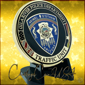 Challenge coin. Gold and silver finish. Gila River Indian Community Traffic