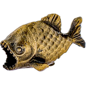 Piranha paracord bead. Bronze-colored metal, detailed