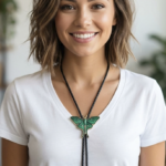 Green Moth Bolo Tie