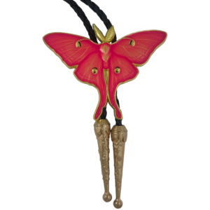 Pink Moth Bolo Tie
