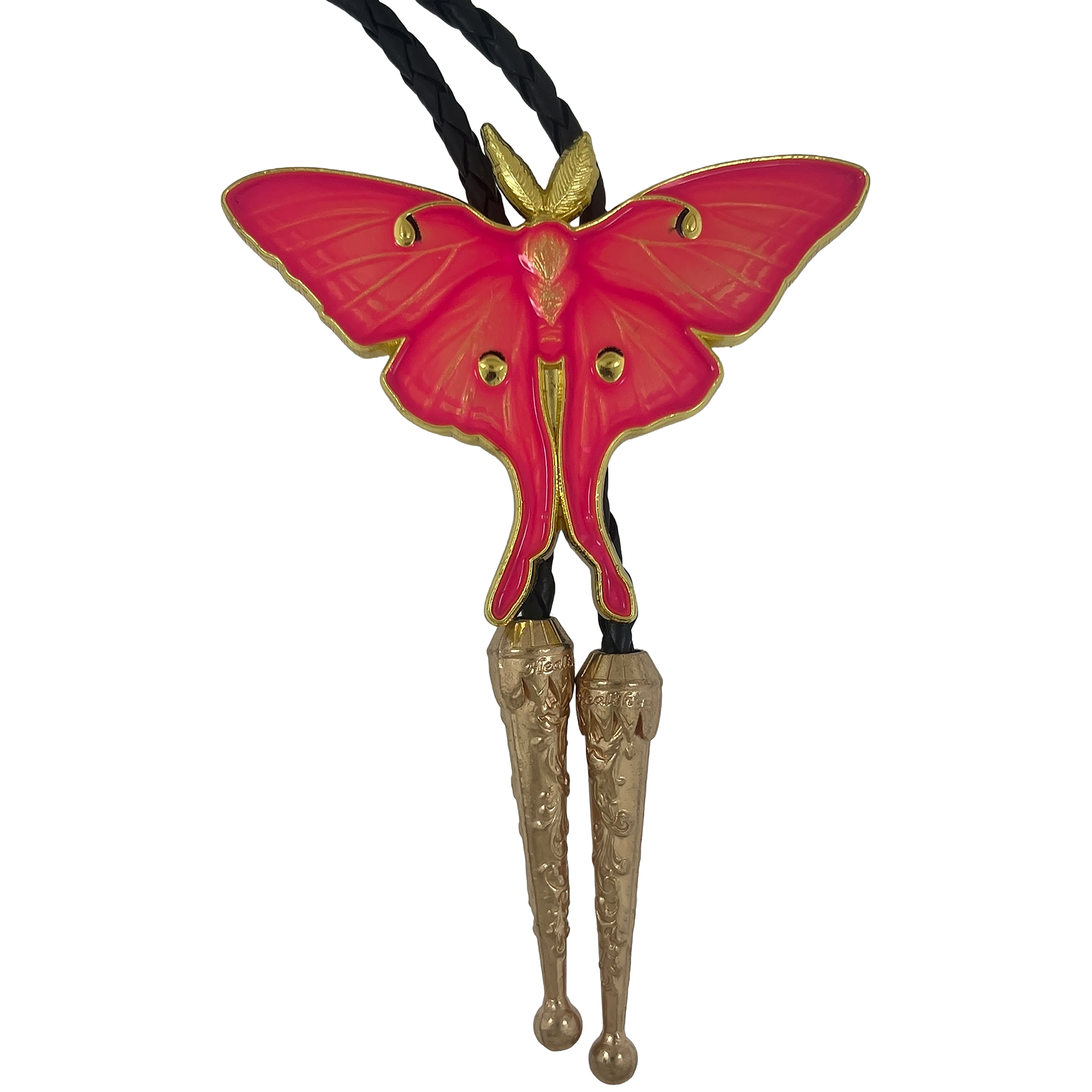 Pink Moth Bolo Tie